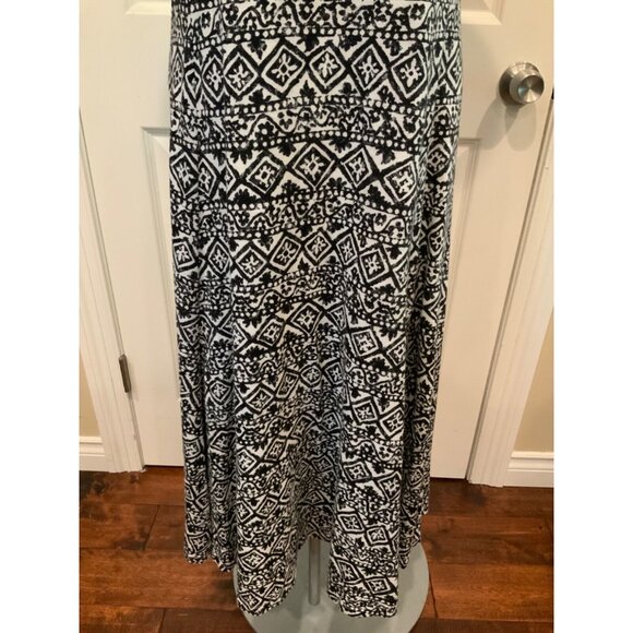 Lauren Ralph Lauren Black & White Geometric Sleeveless Trapeze Midi Dress Size M - Picture 3 of 7